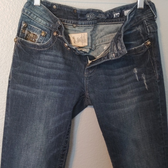 Miss Me Denim Distressed Sequined jeans Size 30 - Picture 7 of 16